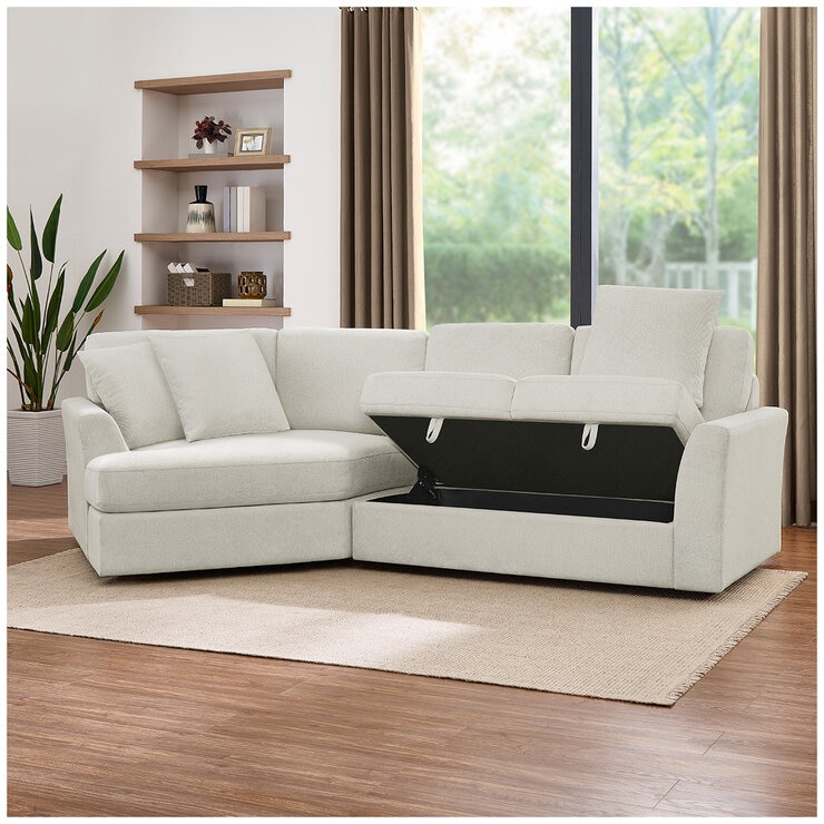 Thomasville 2 Piece Fabric Sofa With Wedge Seat And Storage