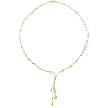 14KT Yellow Gold 2 Strand Franco Chain With 2 Tone Beads