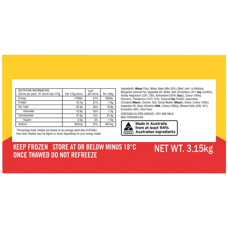 Four'N Twenty Classic Meat Pies 18 Pack 3.15kg