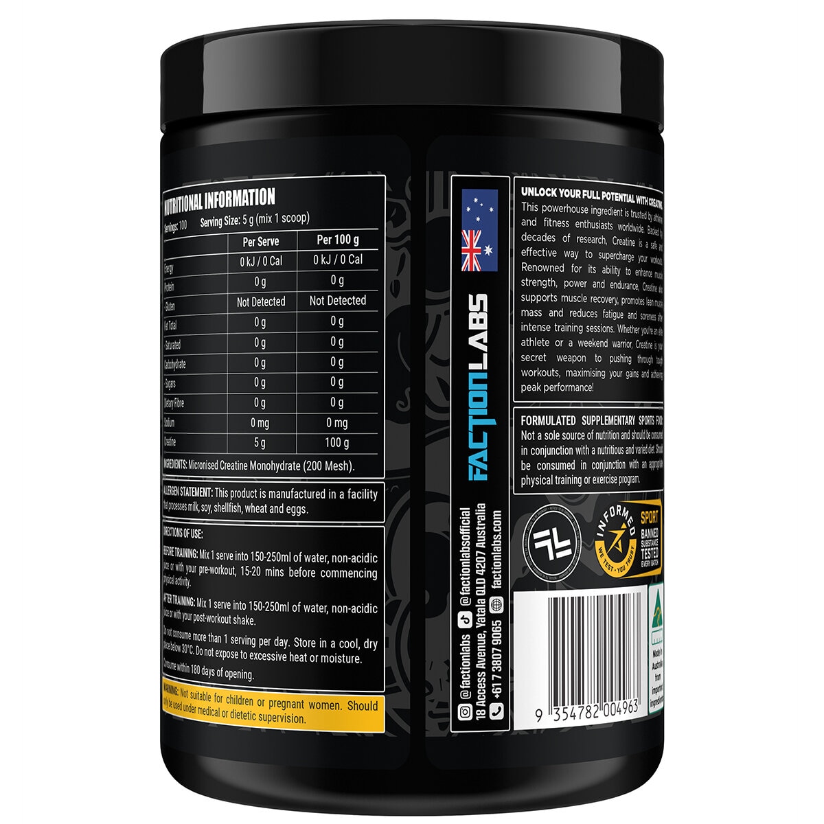 Faction Labs 100% Pure Creatine Monohydrate 500g