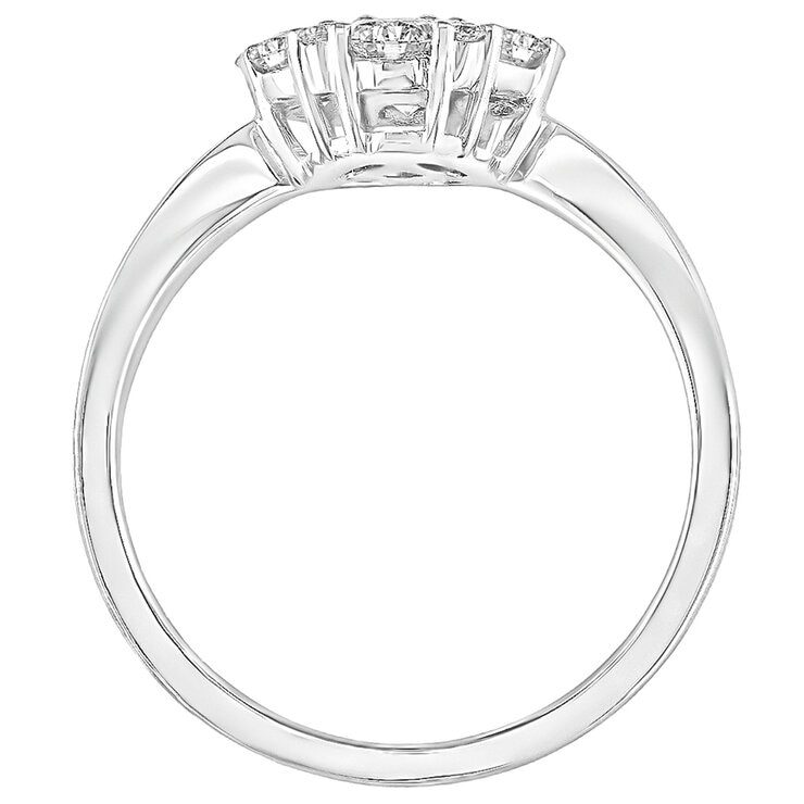 18KT White Gold 0.95ctw Diamond Round Cluster Ring/