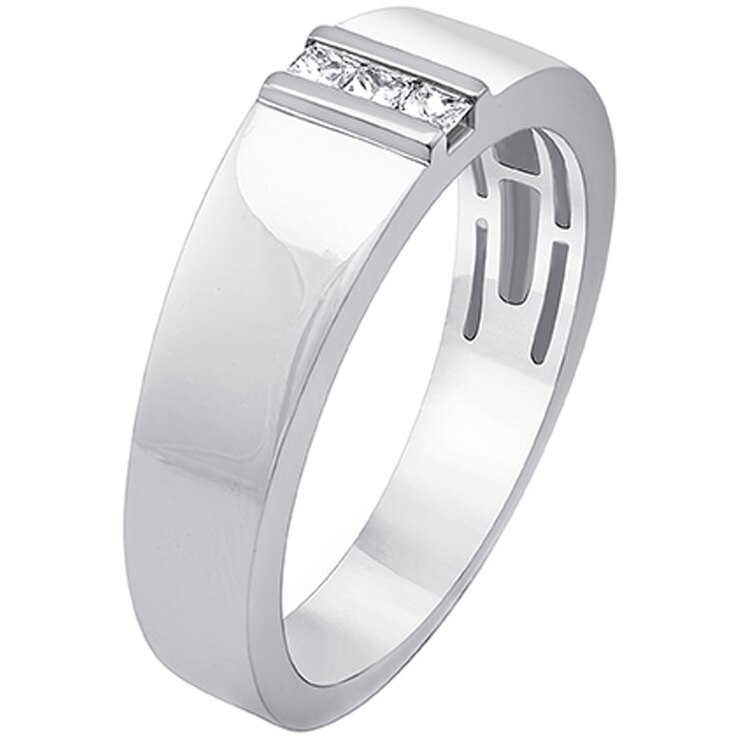 Men's Princess Cut 0.15ctw Diamond 18KT White Gold Ring