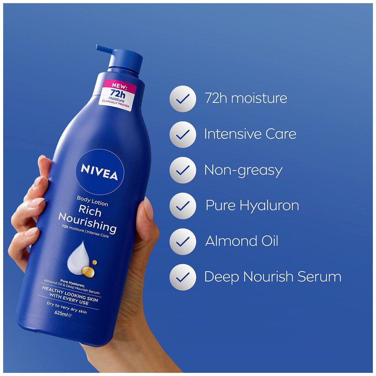 NIVEA Rich Nourishing Body Lotion 3 x 625ml NIVEA Rich Nourishing Body Lotion 3 x 625ml