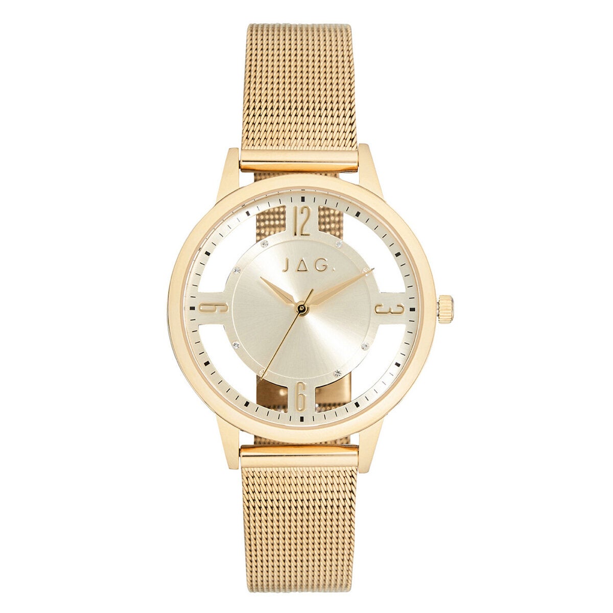 JAG Como Gold Stainless Steel Mesh Bracelet Women's Watch J2705A JAG Como Gold Stainless Steel Mesh Bracelet Women's Watch J2705A