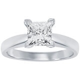 18KT White Gold 1.00ctw Princess Diamond Solitaire Ring