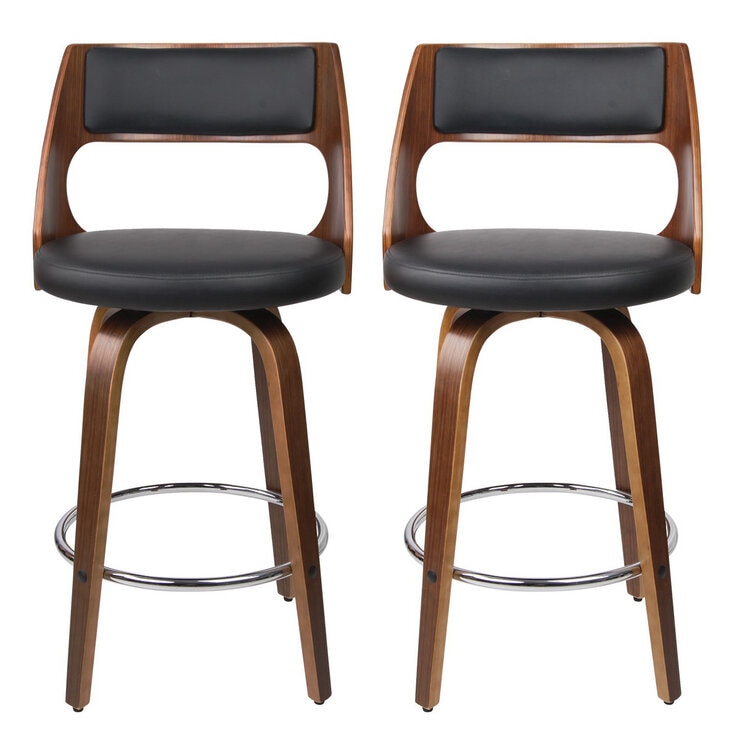 Artiss Swivel Leather Back Wooden Barstool Black 1 Pack Artiss Swivel Leather Back Wooden Barstool Black 1 Pack
