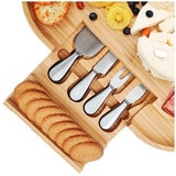 Bamboo Cheese Board with 4 Stainless Steel Serving Tools