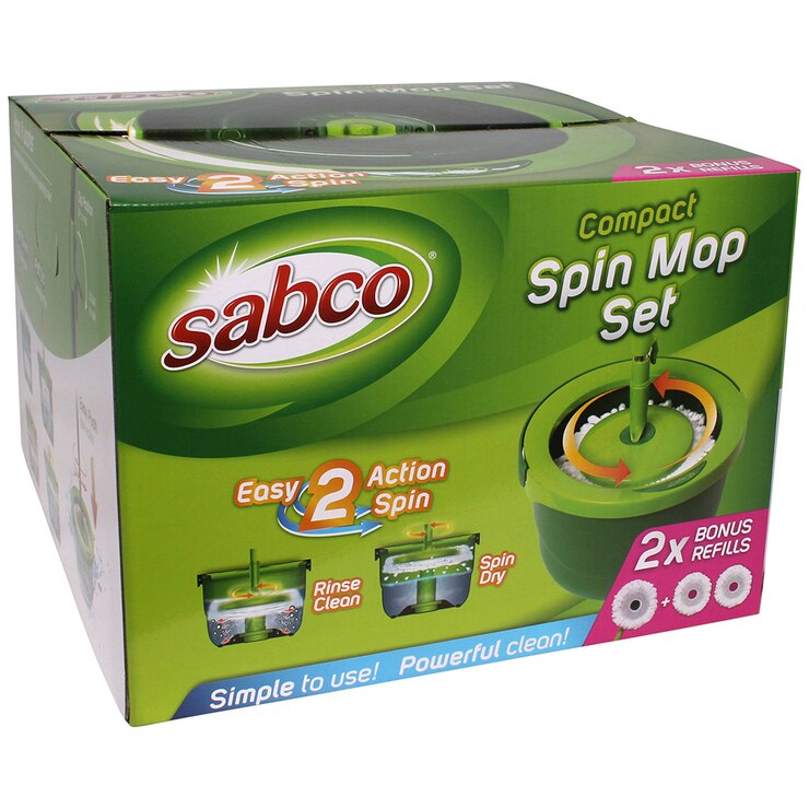 Sabco Compact Spin Mop Set + 2 x Bonus Refills Costco Australia