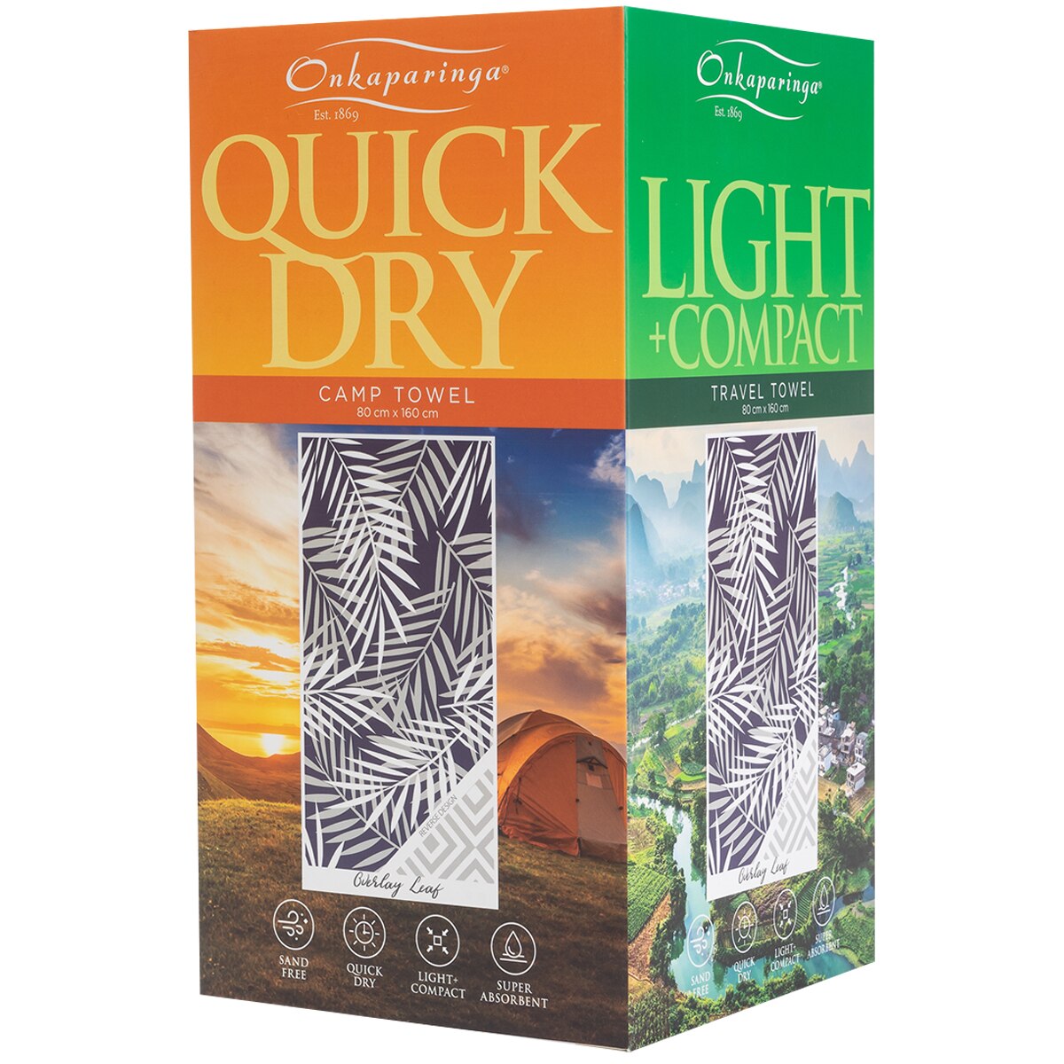 Onkaparinga Sand Free 4 in 1 towels - Overlay leaf