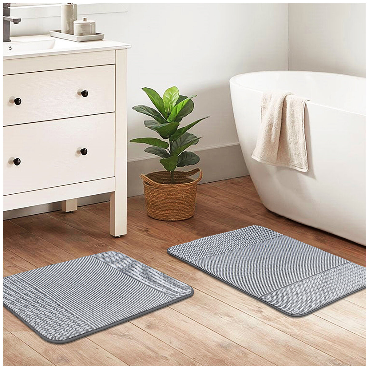 Mineral Spring Cotton Memory Foam Bathmat 2 pack