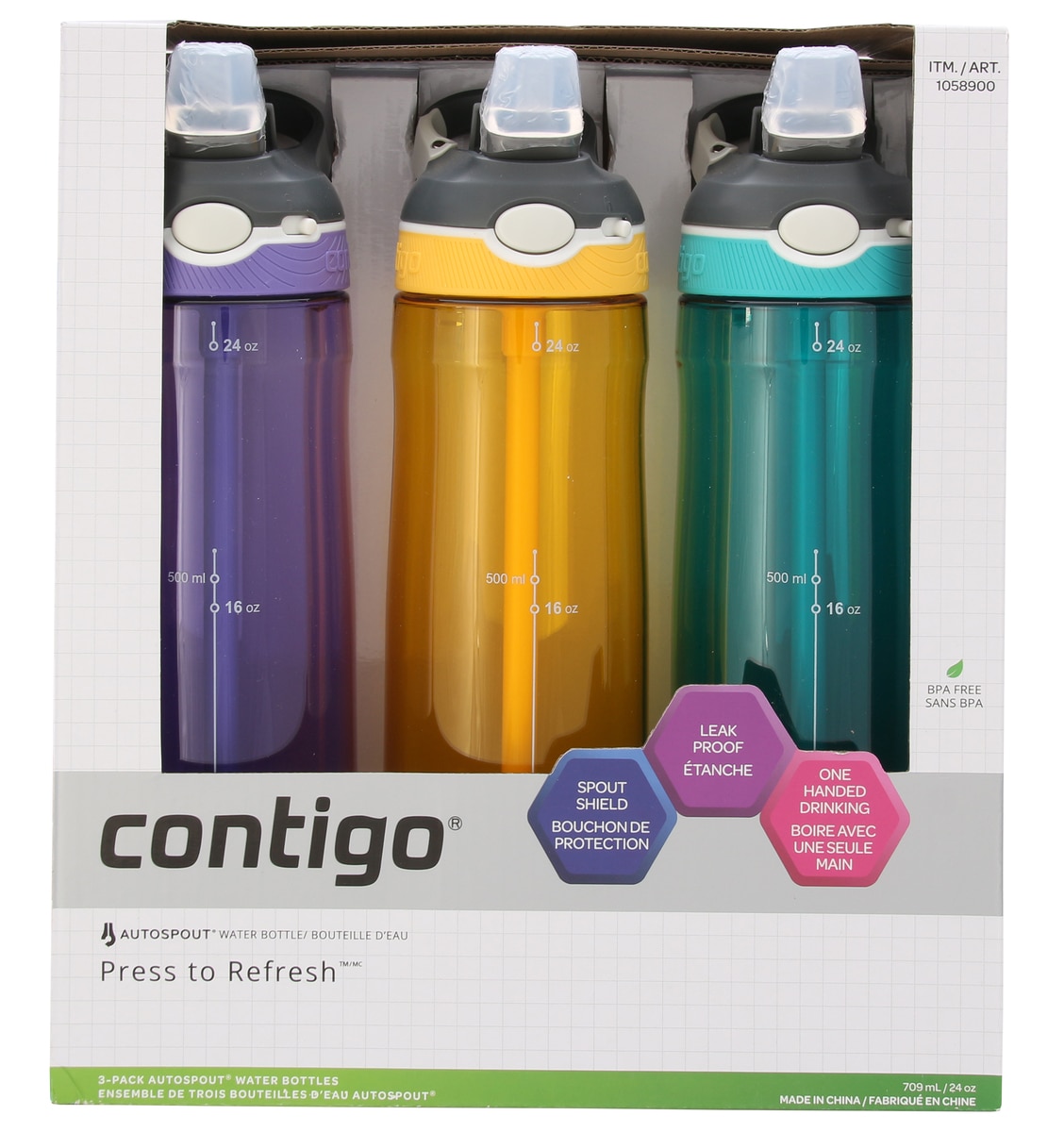 Contigo Autospout Straw Ashland Water Bottle 3pk Costco...