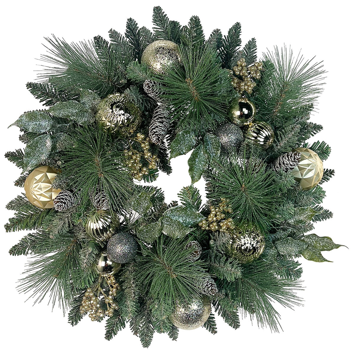 Pre-Lit Decorated Holiday Artificial Wreath 61cm