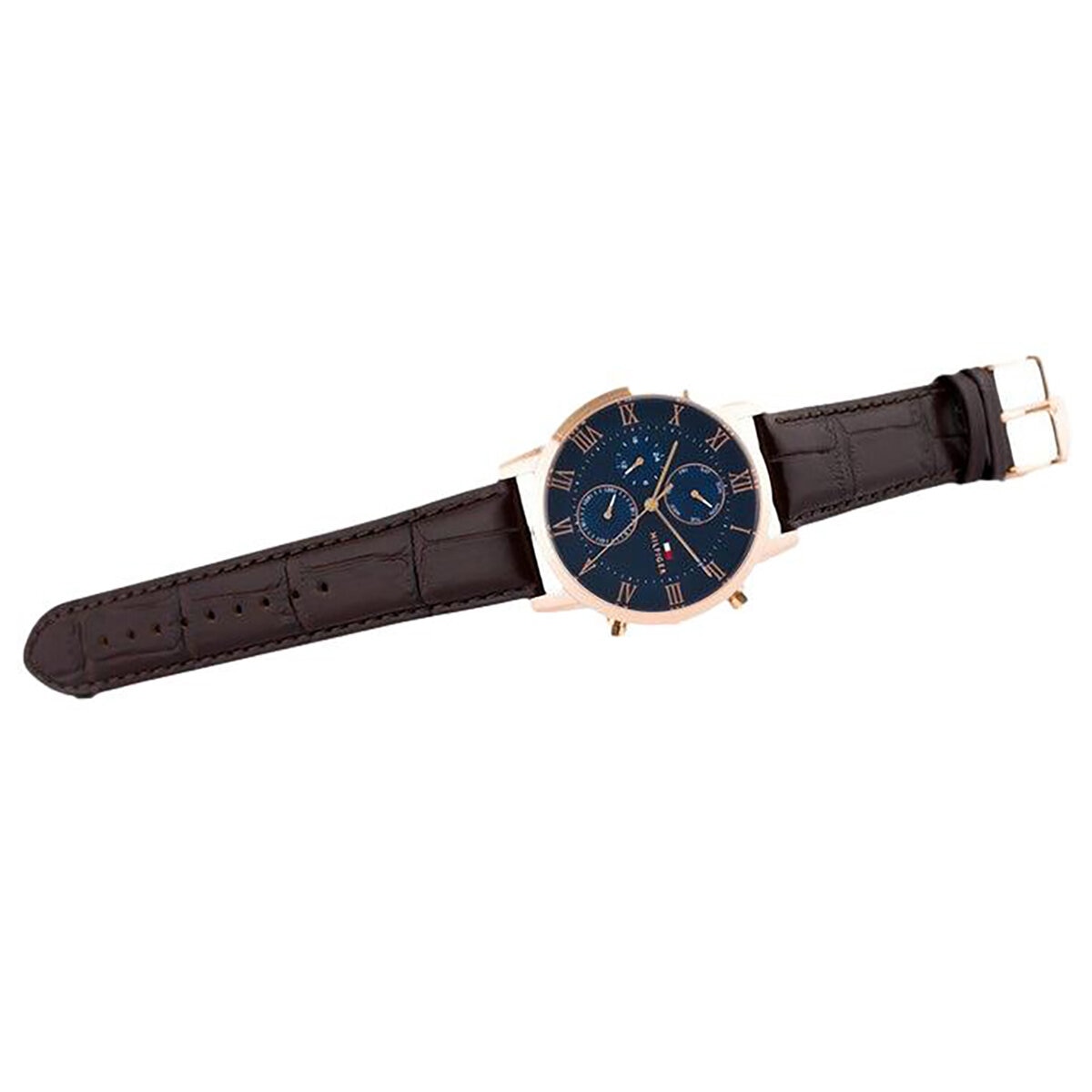 Tommy Hilfiger Brown Leather Blue Dial Men's Watch
