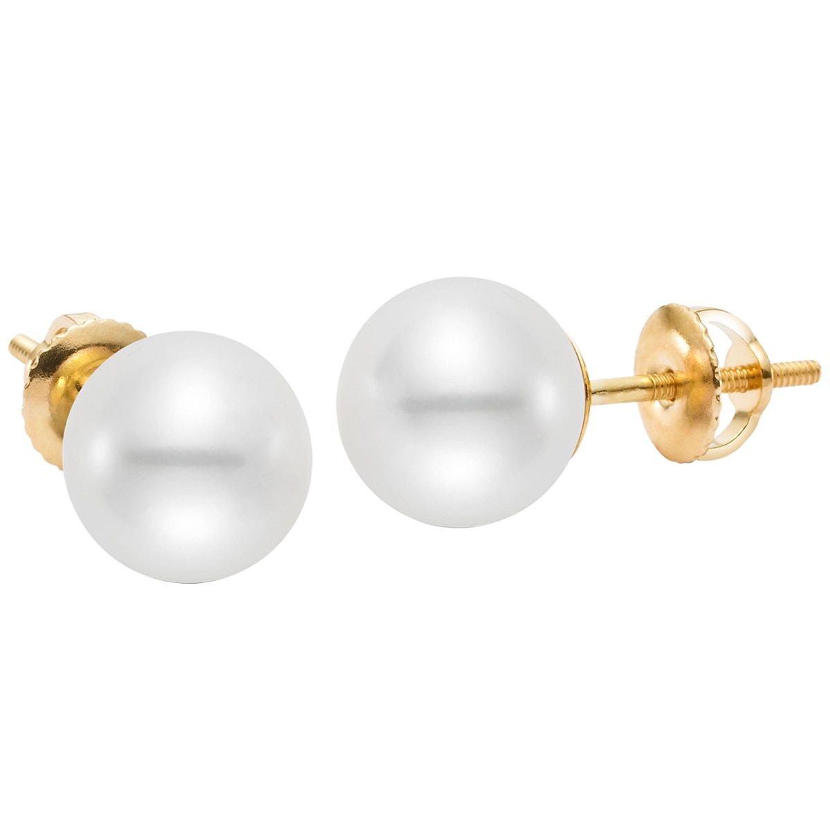 14KT Yellow Gold White Freshwater Pearl Earrings Costco...