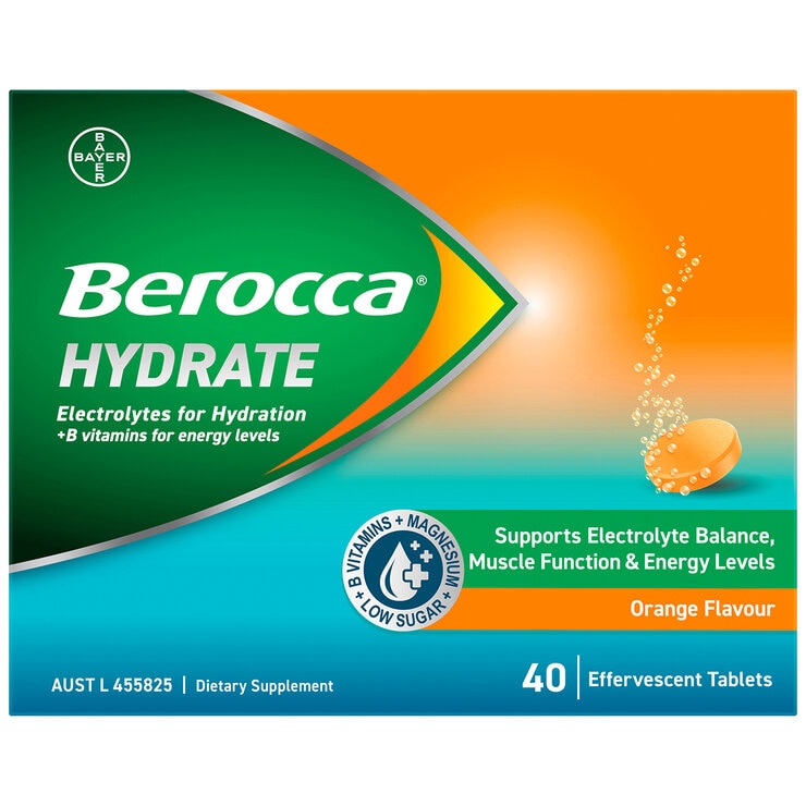 Berocca Hydrate Orange 2 x 40 Effervescent Tablets