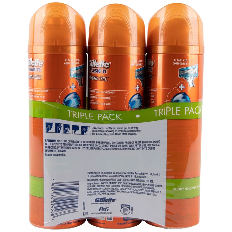 Gillette Fusion Proglide Hydro Shave Gel 3 x 170 gram Gillette Fusion Proglide Hydro Shave Gel 3 x 170 gram
