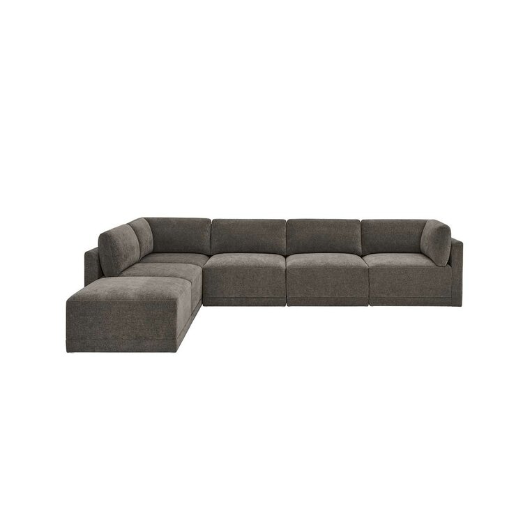 Thomasville 6PC Fabric Modular Sectional with Ottoman Grey