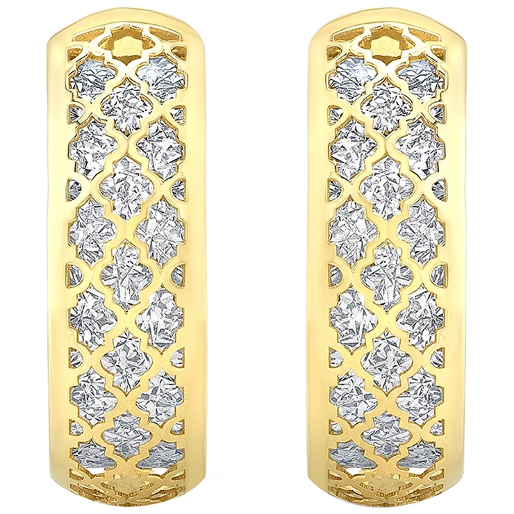 14KT Two Tone Gold Fancy Hoop Earrings Costco Australia