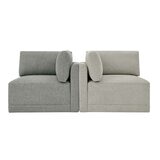 Thomasville 6PC Fabric Modular Sectional with Ottoman Light Grey