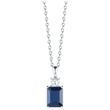 0.24CTW Diamond Emerald Cut Sapphire Pendant