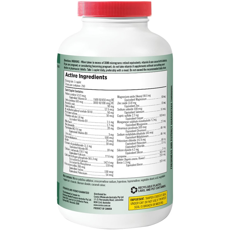 Kirkland Signature Mature Multi Vitamin 250 Tabs Costco Australia