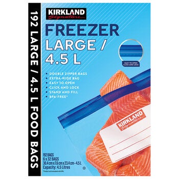 Kirkland Signature Freezer Bags Large 4.5L, 192 Bags Kirkland Signature Freezer Bags Large 4.5L, 192 Bags