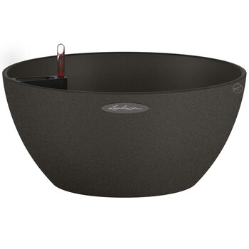 Lechuza Cubeto Stone 30 Bowl Planter Graphite Black