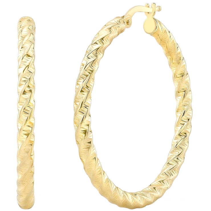 14KT Yellow Gold Twisted Round Hoop Earrings Costco Australia
