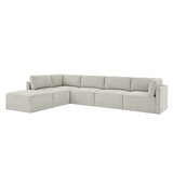 Thomasville 6PC Fabric Modular Sectional with Ottoman Light Grey