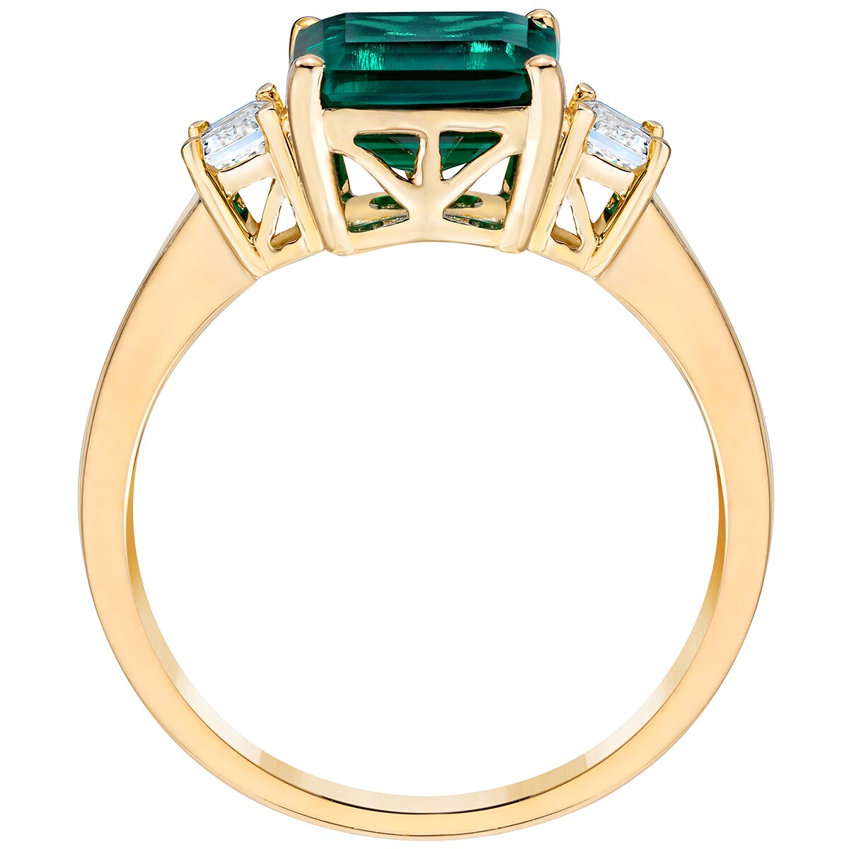 18KT Yellow Gold Lab Created Emerald and Diamond Ring Costco Australia