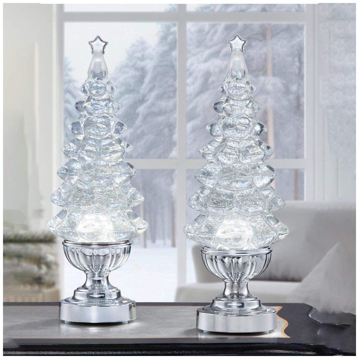 Lighted Glitter Trees Set of 2 Lighted Glitter Trees Set of 2