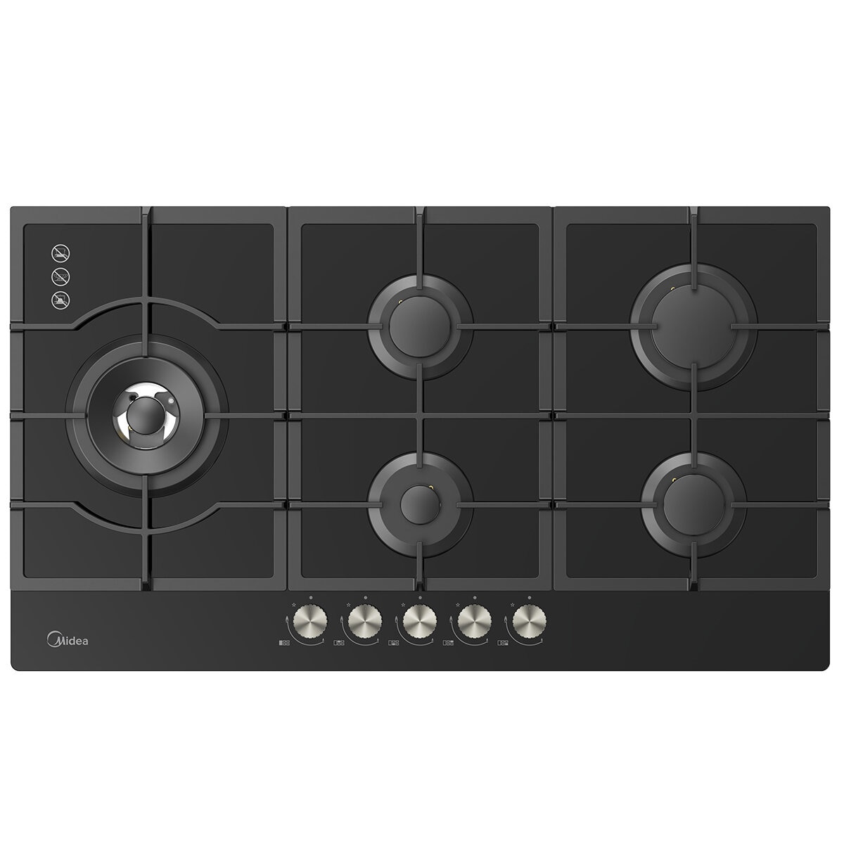 Midea 90cm Black Glass Gas Cooktop Black MCG90GBL
