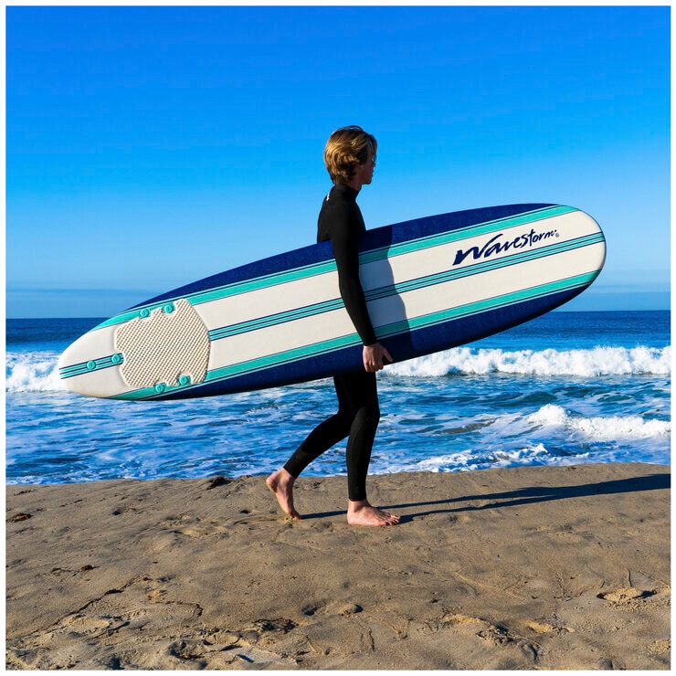 Wavestorm Classic Surfboard 2.4m Blue White Aqua Wavestorm Classic Surfboard 2.4m Blue White Aqua