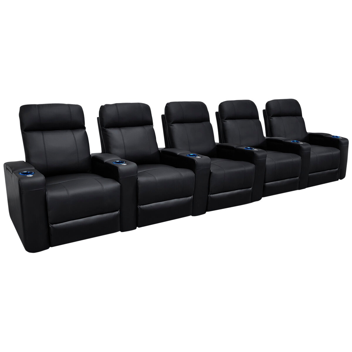 Valencia Piacenza Home Theater Seating Row of 5 Seats Black