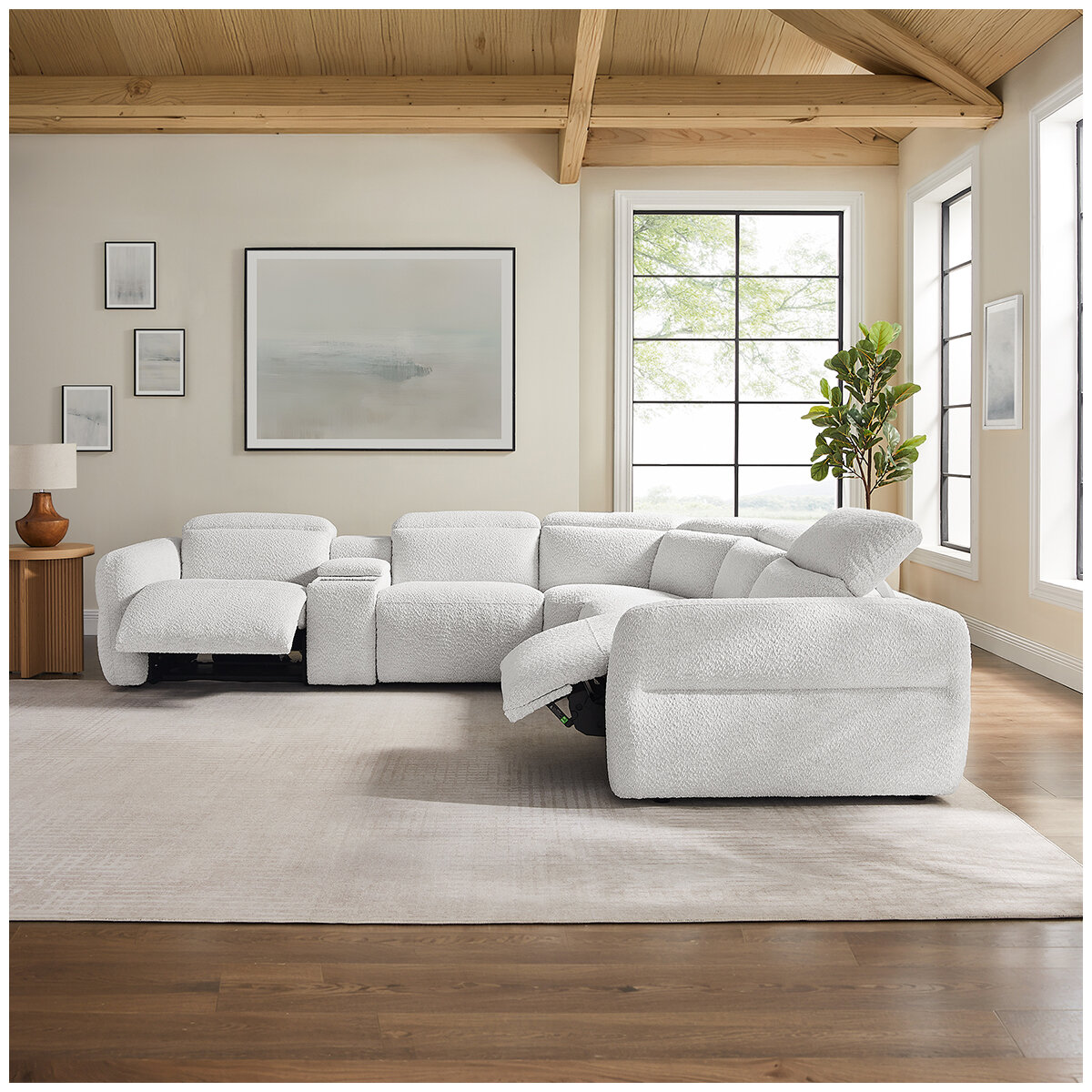 Aiden & Ivy Fabric Power Reclining Sectional With Power Headrests