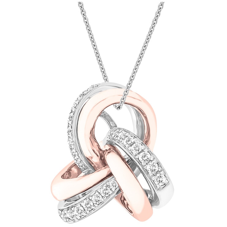 Round Brilliant Cut 0.15ctw Diamonds 18KT Two Tone Gold Love Knot