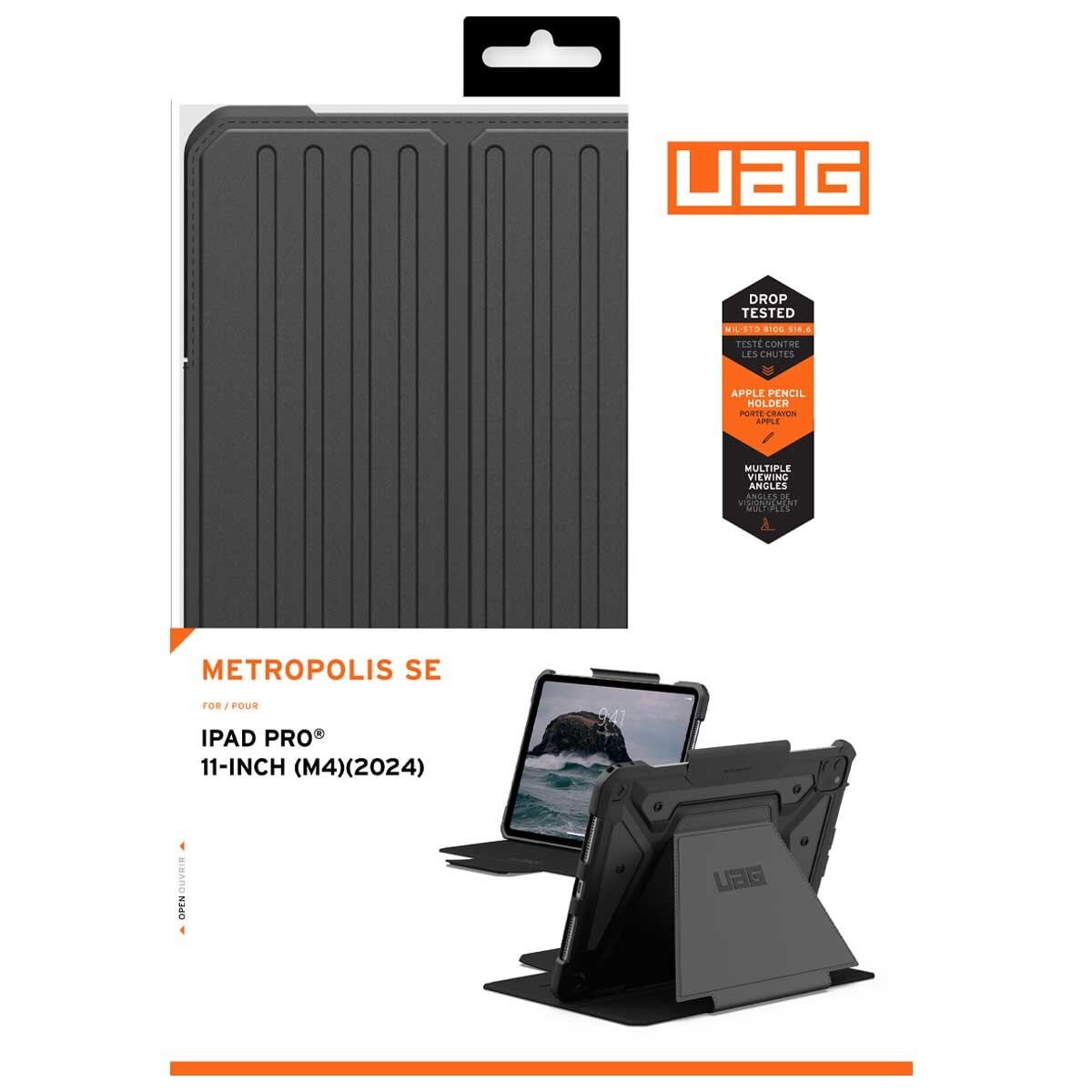 UAG Metropolis SE Apple iPad Pro M4 5th Gen Folio Rugged Case Black 124475114040