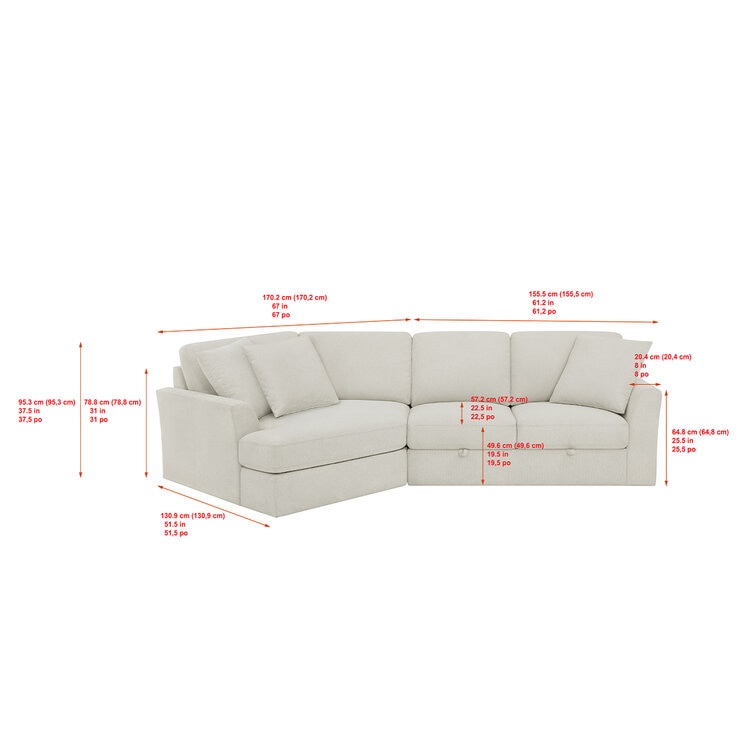 Thomasville 2 Piece Fabric Sofa With Wedge Seat And Storage