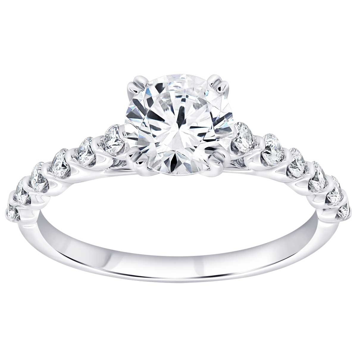 18KT White Gold 1.35ctw Diamond Bridal Ring With 1.00ct Centre Stone