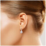 18KT White Gold Diamond and 7.5-8mm Cultured Freshwater Pearl Earrings