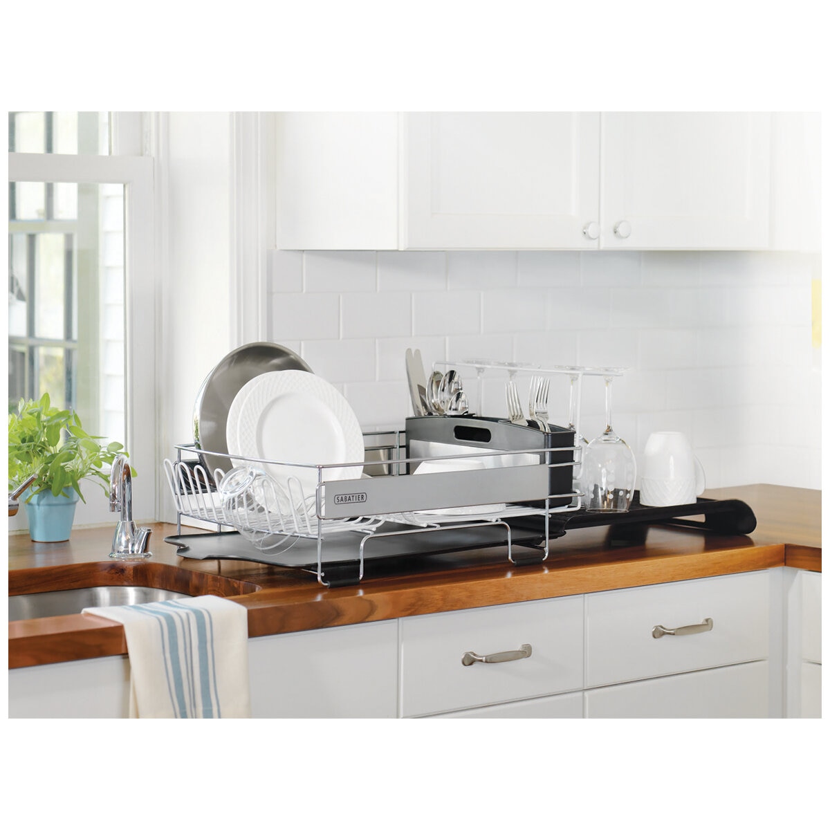 Sabatier Expandable Dishrack with Stemware Rack