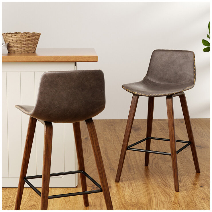 Artiss Cafe 2 Pack Barstool Wood Walnut
