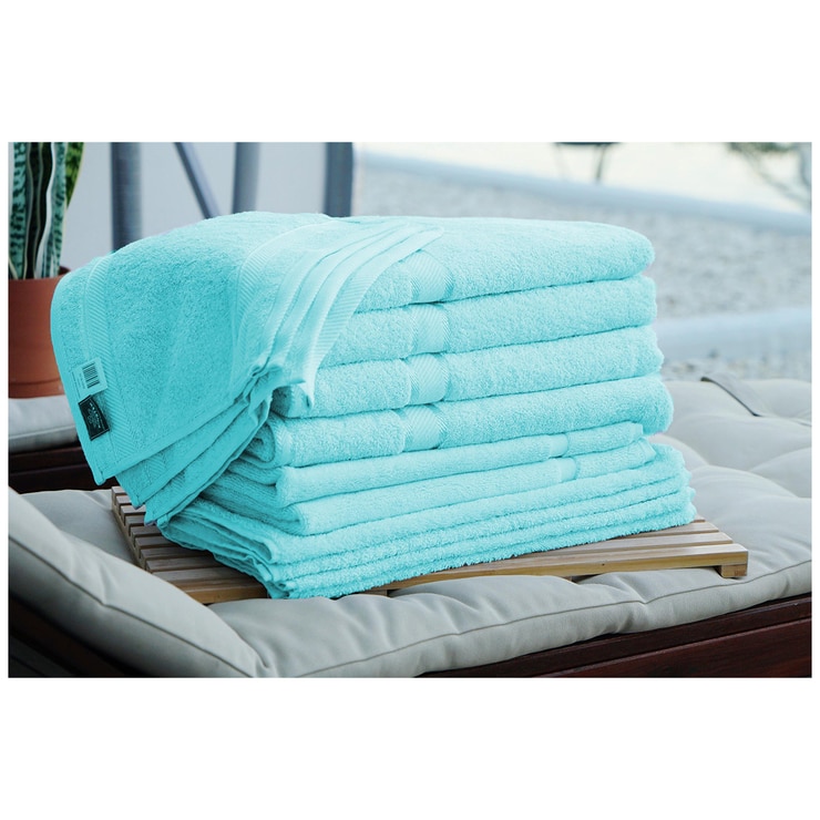 Kingtex Plain Dyed Combed Cotton Bath Sheet Set 14pc Turquoise Costco