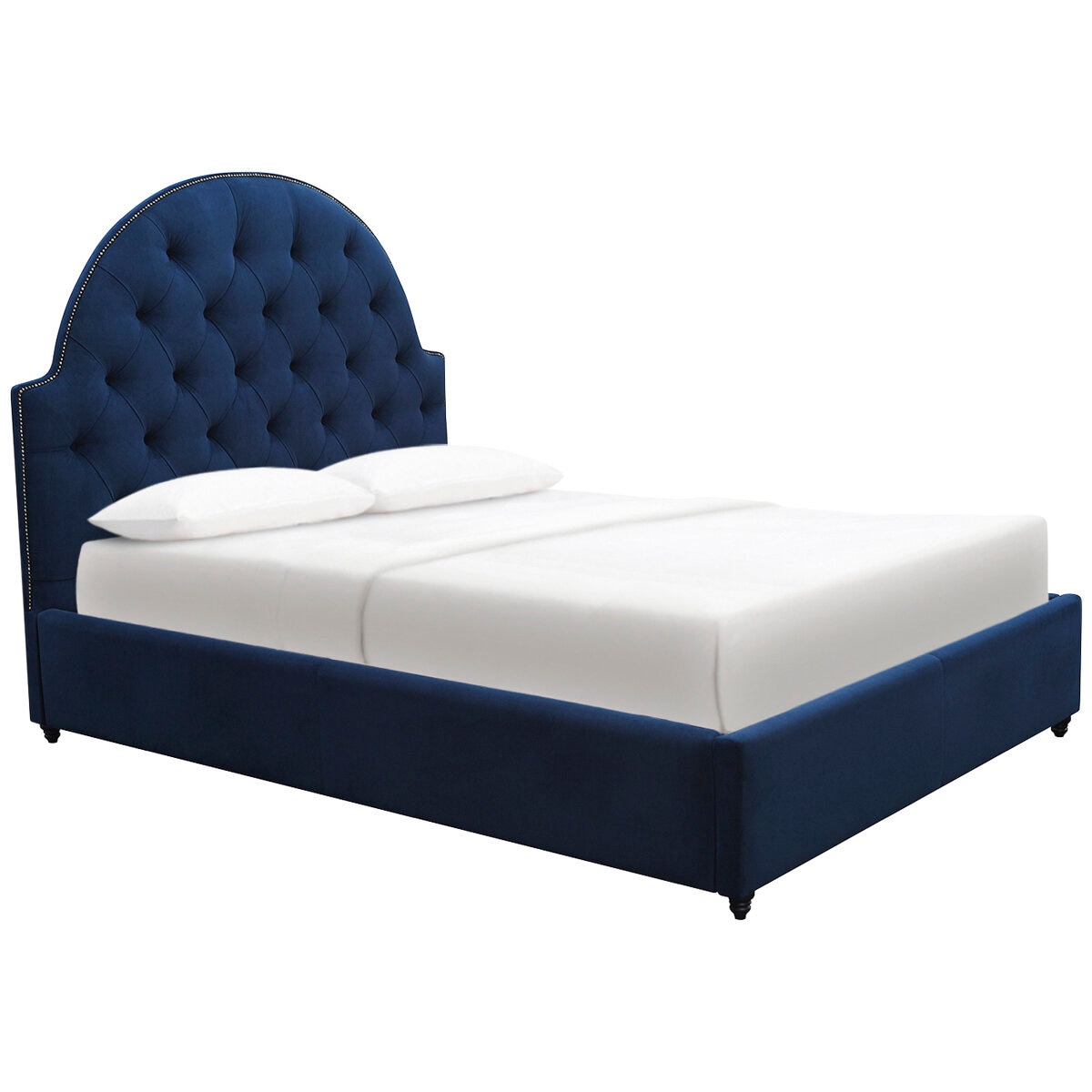 Moran Princess Queen BedHead With Encasement With Slatted Base Plush Indigo