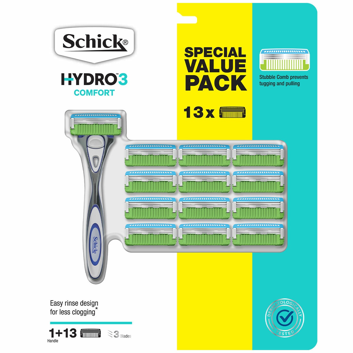 Schick Hydro 3 Comfort Kit for Men - 1 Handle + 13 Blade Refills Schick Hydro 3 Comfort Kit for Men - 1 Handle + 13 Blade Refills