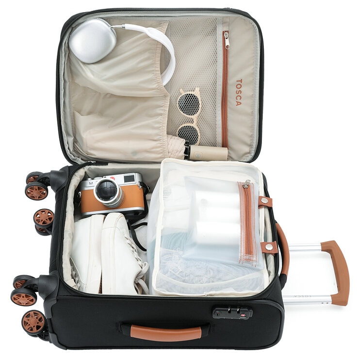 Tosca Park Avenue 3 Piece Luggage Set Black Tan Tosca Park Avenue 3 Piece Luggage Set Black Tan