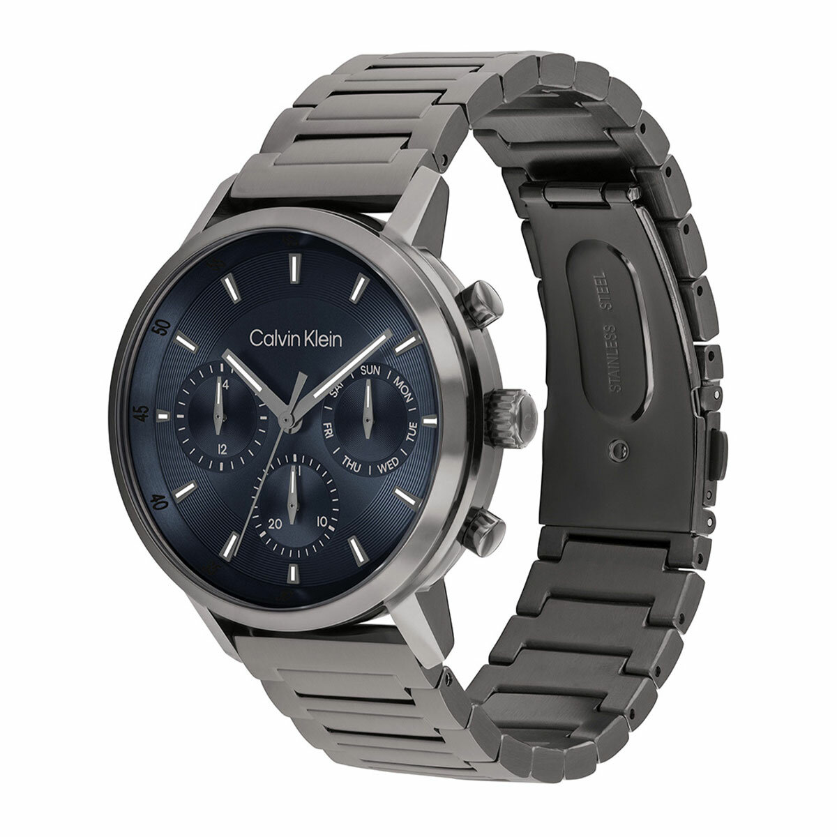 Calvin Klein Gauge Grey Steel Blue Dial Men's Watch 25200495 Calvin Klein Gauge Grey Steel Blue Dial Men's Watch 25200495