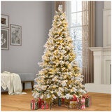 Pre-Lit Glitter Flocked Cashmere Artificial Christmas Tree 2.2m Pre-Lit Glitter Flocked Cashmere Artificial Christmas Tree 2.2m