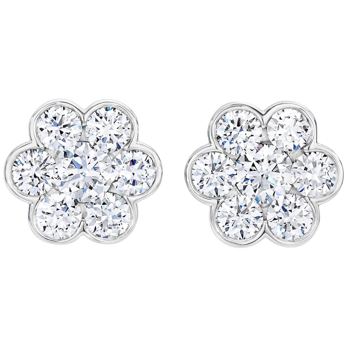 18KT White Gold 1.30ctw Round Brilliant Cut Diamond Flower Earrings