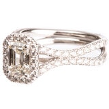 18KT White Gold 1.71ctw Diamond Halo Emerald Ring with 1ctw Centre Stone